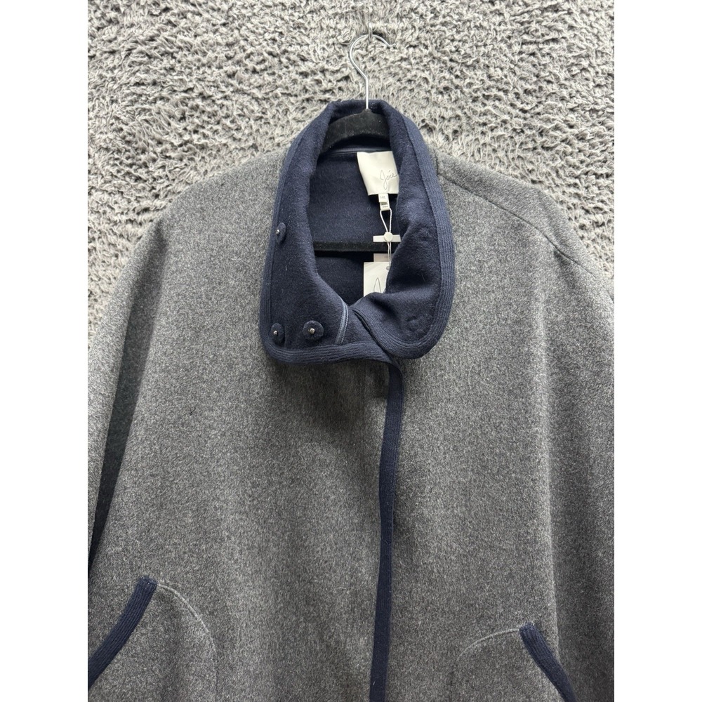 Revolve Joie Kenzie Cape Jacket Oversized Blue Gray Wool Cashmere Blend M/L $598 - Picture 3 of 10